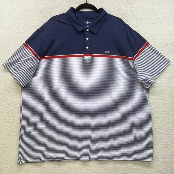 Vineyard Vines Shirt Mens 2XL Blue Red White Gradient Stripe Whale Polo NWT XXL - Picture 1 of 12